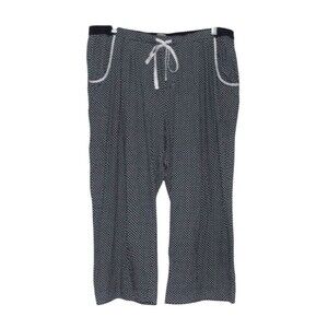 DKNY Capri  Pants Blue Polka Dot Pull On Drawstring Size XL